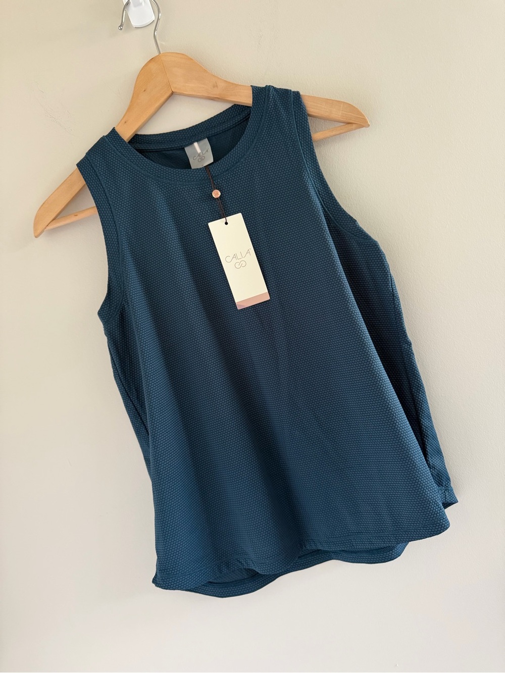 NWT Calia Teal Bubble Mesh Tank Top Athletic Gym Yoga Activewear Workout Small